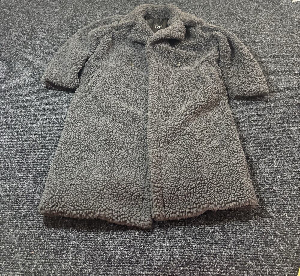 UGG Women's Gray Long Coat Size L Collared Long Sleeve Button Closure